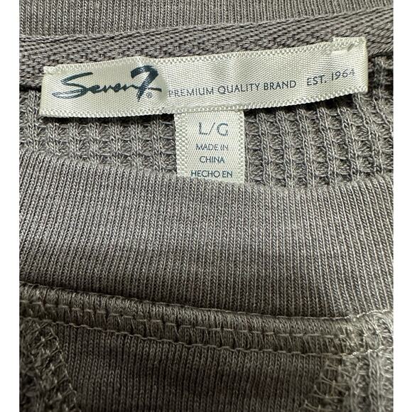 Seven7 Gray Waffle Knit Thermal Size L Long Sleeve Outdoor Base Layer - Picture 4 of 8